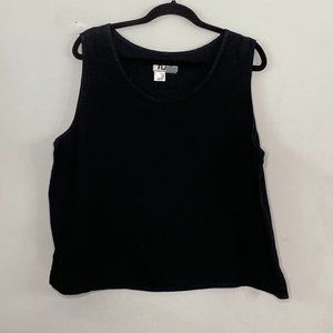 FLAX Sleeveless Top Women's Large Solid Black Sleeveless Side Slits